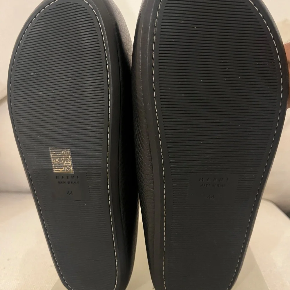 Marni Men’s Black Leather Fussbett Sabot - Size 11